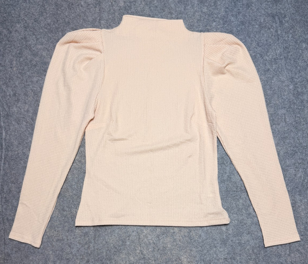 HAUTE MONDE Size L Women's Beige Pink Stretch Mock Neck Lightweight Pullover